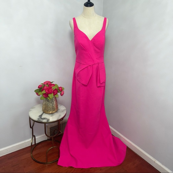 # Basix Black Label Fuchsia Side Hip Peplum Gown New With Tag - Picture 9 of 16